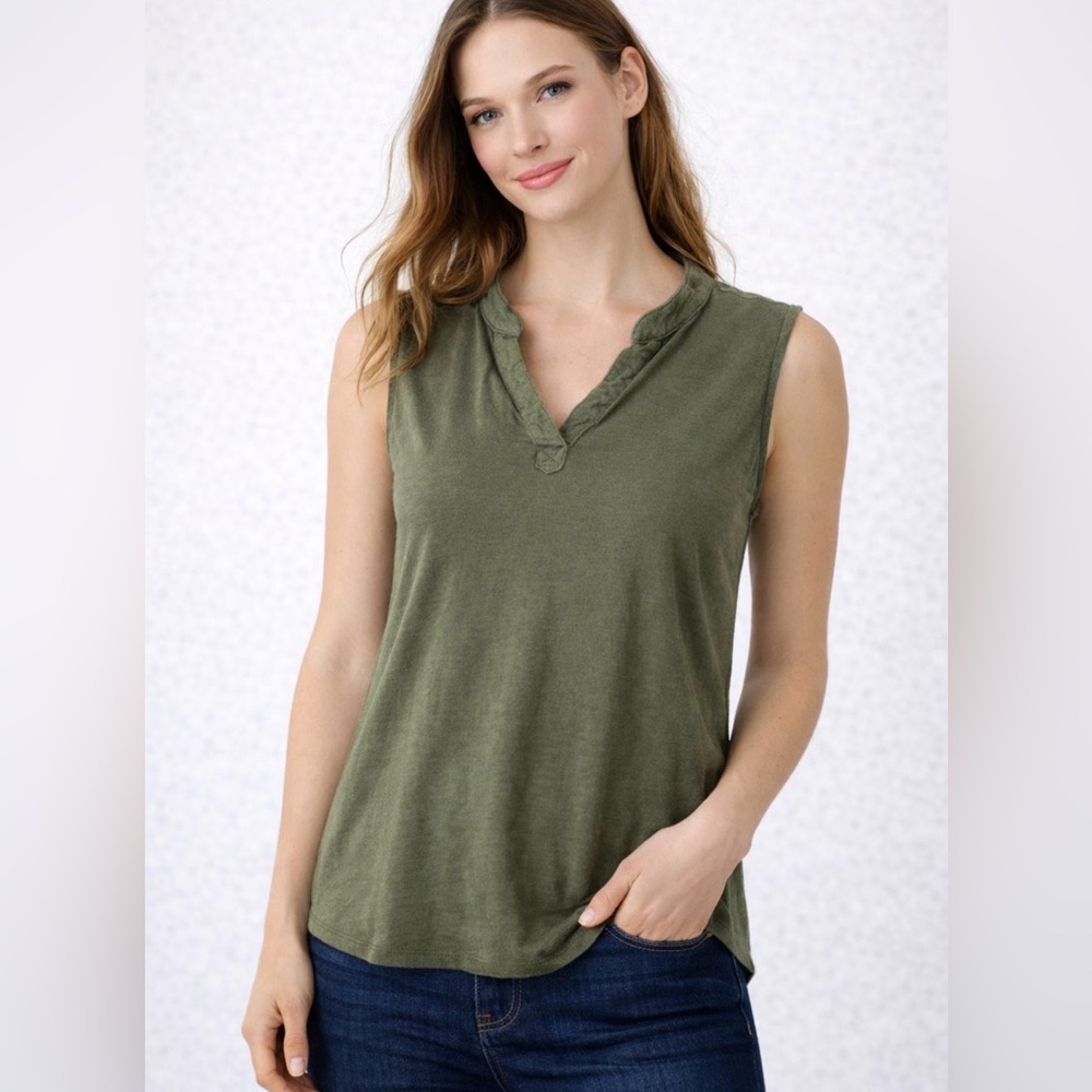 Chico’s Olive Green Sleeveless Top - Size S Khaki Style Utility Chic
